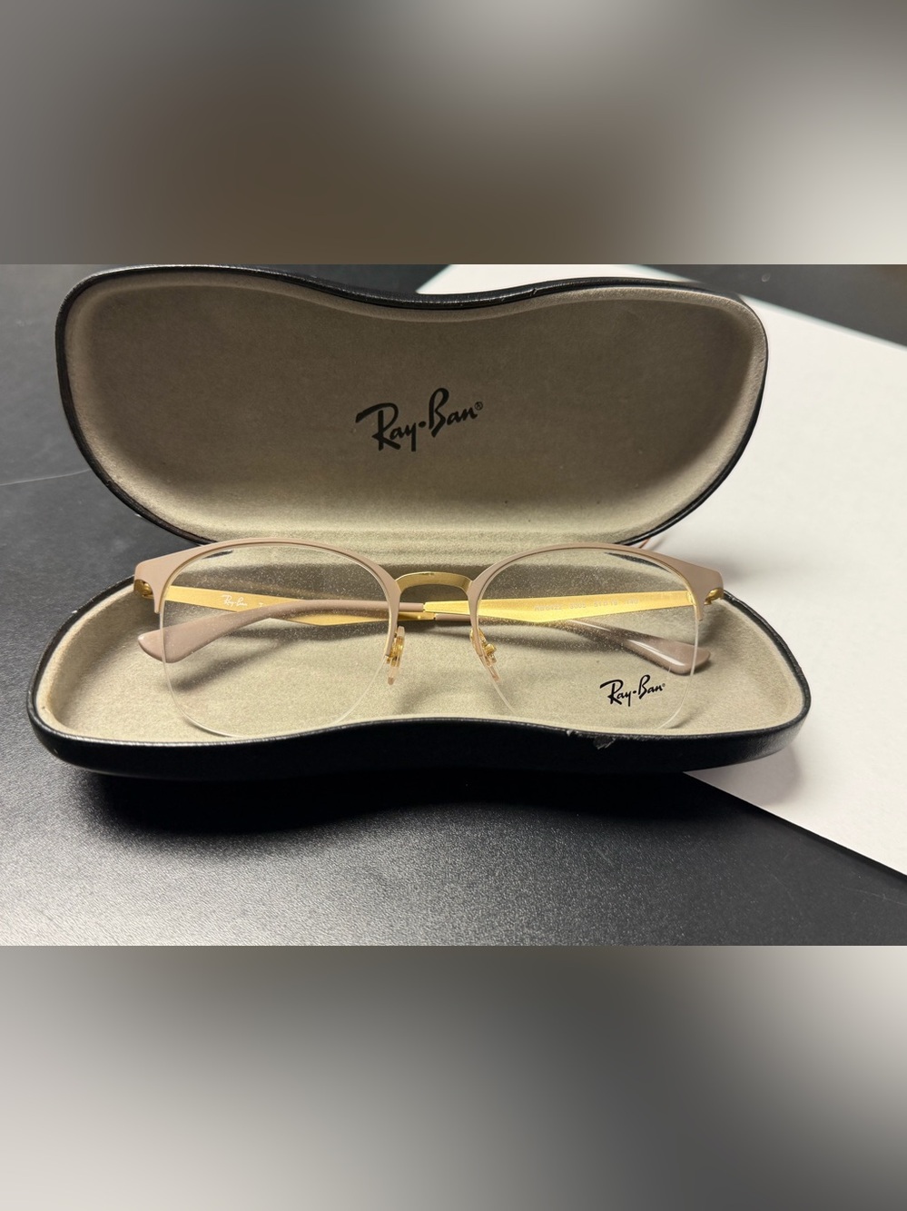 Ray-Ban RB-6422  UNISEX  Gold and Beige Semi-Rimless Optical Glasses. Never WORN